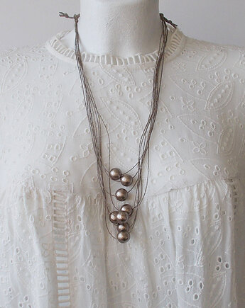 Perłowy brąz Lekki Naszyjnik lniany, galeria nuit