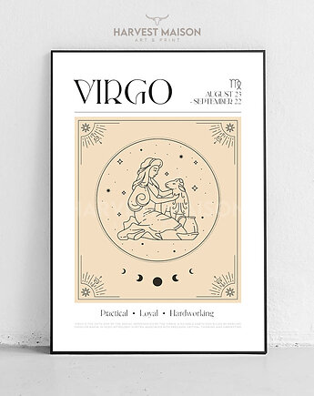 Plakat Znak Zodiaku Mystical Art Panna Prezent Dla Niej, Harvest Maison