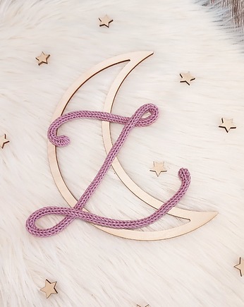 Literka z księżycem, ozdoba do pokoju dziecka, Włóczkopis