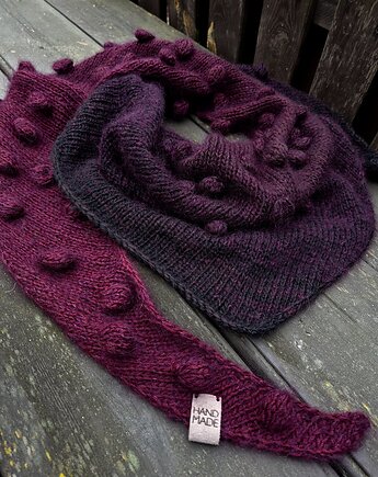 Burgund bąble  / szal, agat handmade