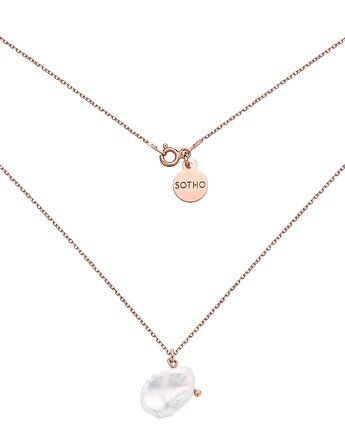 Naszyjnik z różowego złota z nieregularną perłą, SOTHO
