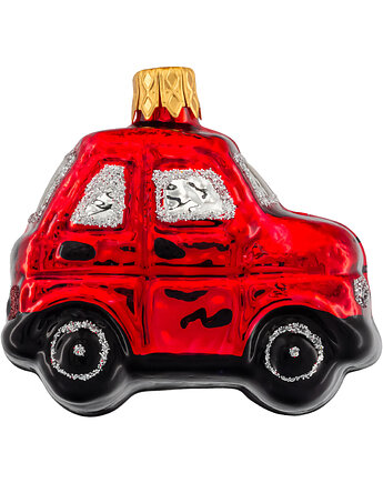 Bombka choinkowa szklana ręcznie malowana: Fiat 126p Maluch: mini, Syn Bombkarza