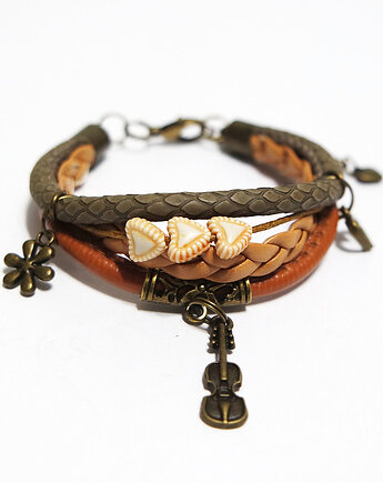 Bransoletka - Skrzypce, karmelowa - rzemienie, yenoo