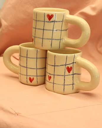 Duży kubek ceramiczny. Kubek w serca, Lvvia ceramics