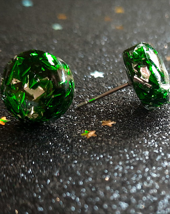 Okrągłe kolczyki sztyfty, glam rock, Figa handmade accessories