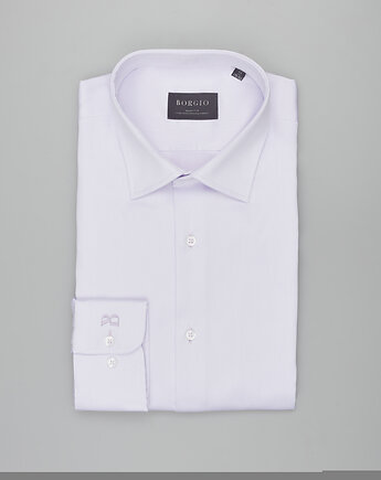 Koszula manziana 00600 długi rękaw fiolet slim fit, BORGIO