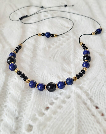 Naszyjnik- regulowana długość- z lapis lazuli, Seylla pracownia