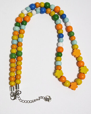 Kolorowe, żółte, drewniane korale - długie, yenoo