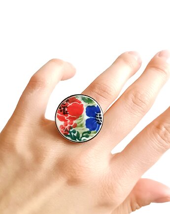 Pierścionek Bolesławiec, biżuteria z talerzy