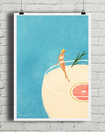 Wakacyjny koktajl - plakat fine art, minimalmill