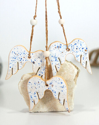Anielskie skrzydła ceramiczne - ozdoby choinkowe, 10FingersArt