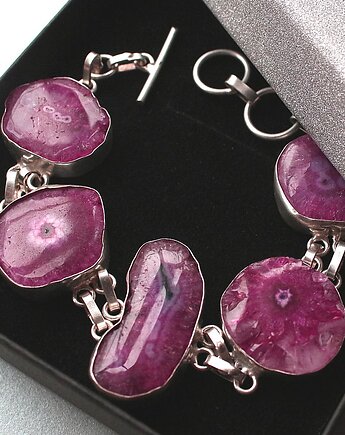 Wiara w siebie  -  bransoletka srebrna z druzami agat różowy, KEIT