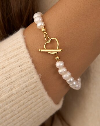 Bransoletka z naturalnych pereł- srebro 925 pozłacane, Coccola JEWELLERY