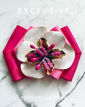 Kolekcja  Exclusive  Brosza z  imponującym kwiatem, Pudrowy Różowy