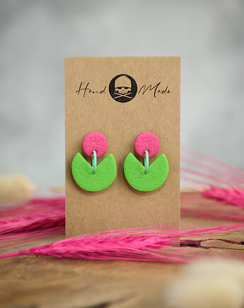 Kolczyki Hanna - zielono-różowe, LaCzapaKabra.biju