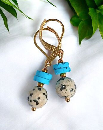 JASPER collection : kolczyki krótkie : jaspis & lawa turkusowa