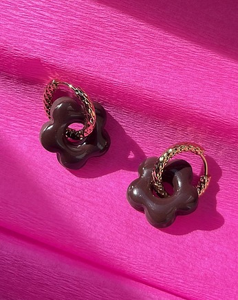 Kolczyki - fiore marrone, LIMONI E FIORI