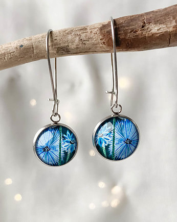 Cornflowers kolczyki długie z chabrami, muamua design