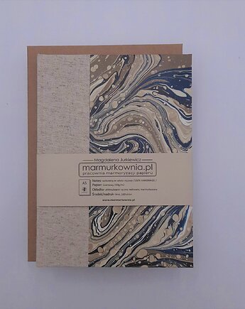 Notes w linię A5 Ręcznie wykonany, 160 stron, marmurkownia