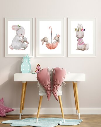 Plakaty Królik Przyjaciele, Plakaty Na Ścianę Dla Dzieci 3 szt MS-PLAK-0001, Magnetyczne Studio