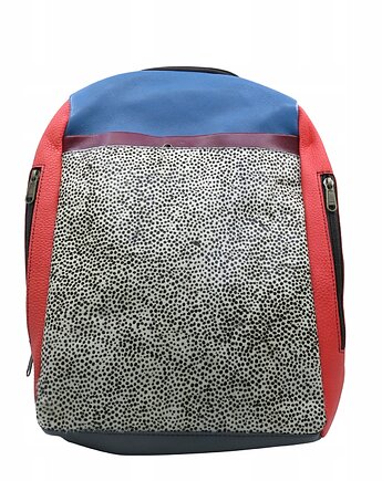 Plecak skórzany ze skrawków oryginalny pojemny kieszenie mieści A4 OLIVKA, Olivka Warsaw