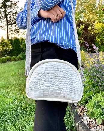 Biała torebka torebeczka na ramię skórzana, Marzenia_handmade