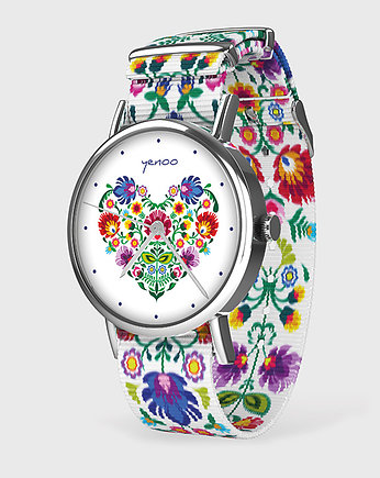 Zegarek - Serce folkowe - folk biały, nato, yenoo