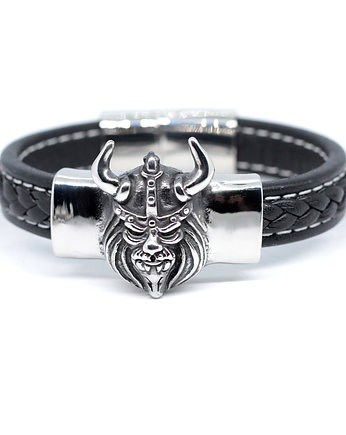 Męska bransoleta skórzana z wikingiem, Kociokwik Jewelry