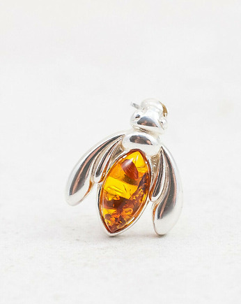 Broszka Pszczoła z Bursztynu Bałtyckiego i Srebra, Amber Charm