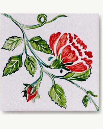 Róża na kafelku ręcznie malowana, AZUL kafelki