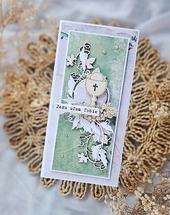 Kartka komunijna z kielichem, papierololo