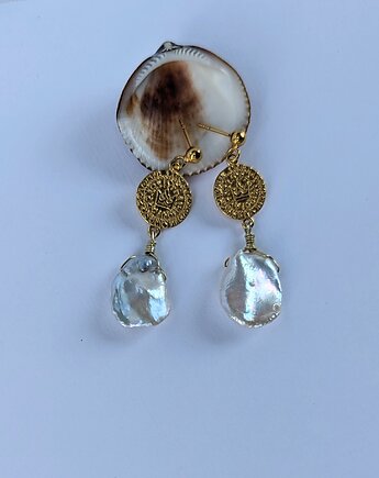 Kolczyki pozłacane Perły korony, Studio Gazela