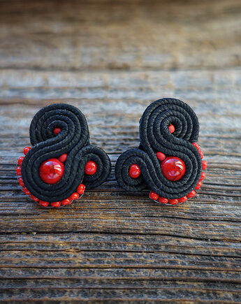 Czarno- czerwone kolczyki soutache, Mró Soutache