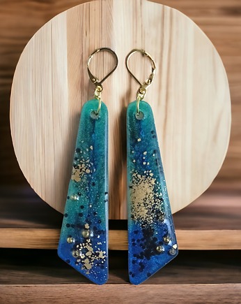 UNIKATOWE kolczyki z żywicy : kolekcja PICASSO : XL : slim II, kaktusia