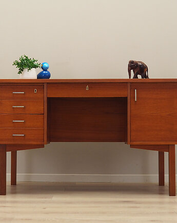 Biurko tekowe, duński design, lata 70, produkcja: Dania, Przetwory design