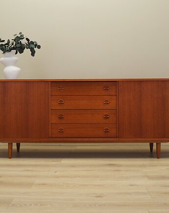 Sideboard tekowy, duński design, lata 70, produkcja: Dania, Przetwory design