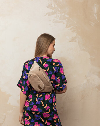 Welurowa nerka miejska wanilia, sacky bag