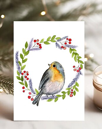 Zestaw 5 kartek świątecznych. Rudzik, Malgorzata Domanska