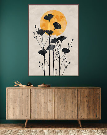 Miłorząb - Plakat, druk - Chiński Orient, Harmonia Zen, Roślinny #53, Black Sapphire Art