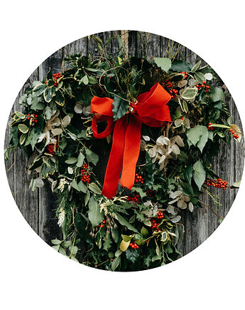 Naklejka ścienna Ozdoba Choinkowa z Czerwoną Kokardą  (koło), oryginalnetapety