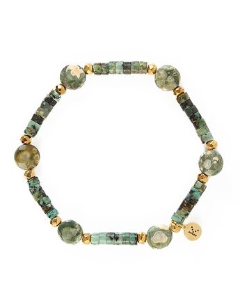 Bransoletka w kolorach zielonego lasu - Wersja Pozłacana, Kulka Bransoletki