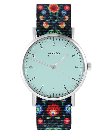 Zegarek - Simple, turkus - folk czarny, nato, yenoo