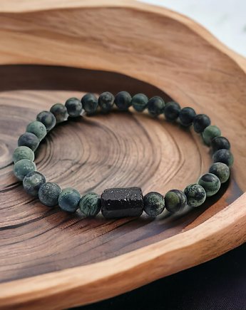 Męska : jaspis & turmalin : ochronna bransoletka, kaktusia