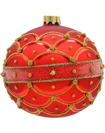 Bombki okrągłe czerwone ze złotą koronką, Syn Bombkarza