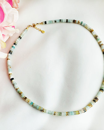 Naszyjnik z kamieni , zielonkawy naszyjnik  Amazonit choker, Anemon Atelier