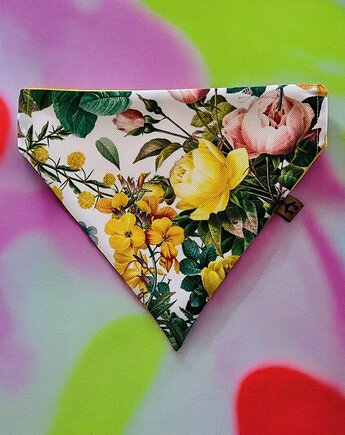 Dwustronna bandana dla psa Żółta róża, Psia szafa