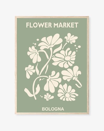 PLAKAT szałwiowa zieleń , kwiaty, flower market, black dot studio