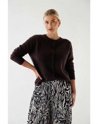 CS- Puszysty czekoladowy Kardigan z okrągłym dekoldem, CS CONCEPT STORE