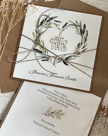 Kartka komunijna ręcznie robiona - pamiątka komunijna - pomysł na prezent na, sorte