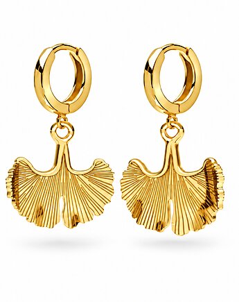 GINKGO kolczyki wiszące- srebro 925, złoto 24K, różowe złoto 18K, ISSI Jewelry